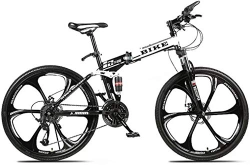 Zusammenklappbare Mountainbike : BWJL Faltbare Mountainbike 24 / 26 Zoll, MTB Fahrrad mit 6 Schneidrad weiß, für Erwachsene Leichten Aluminiumlegierung-Fahrrad, 24-stufiges Schiebe, 24inches