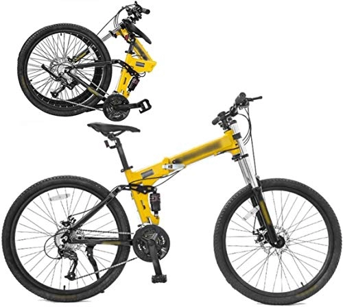 Zusammenklappbare Mountainbike : Ceiling Pendant Adult-bcycles Bikes Off-Road-Fahrrad, 26-Zoll-Folding Dmpfende Fahrrad mit Doppelscheibenbremse, faltbar Commuter Bikes - 27 Gang-Schaltung (Color : Yellow)