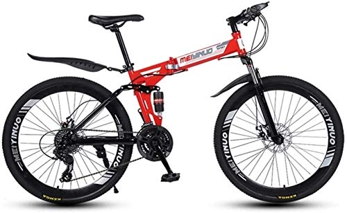 Zusammenklappbare Mountainbike : Ceiling Pendant Adult-bcycles BMX 26" 21-Gang Mountainbike for Erwachsene, Leichtes Aluminium Full Suspension Rahmen, Federgabel, Scheibenbremse, Rot, B