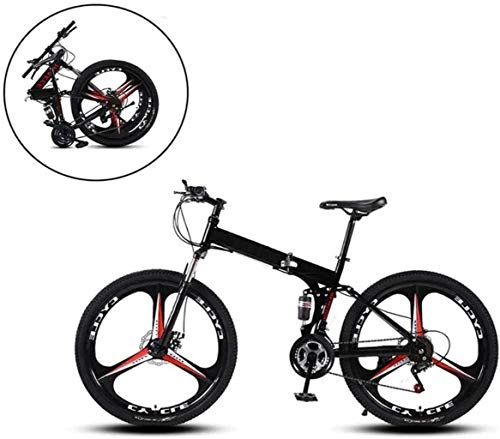 Zusammenklappbare Mountainbike : Ceiling Pendant Adult-bcycles BMX 26 Zoll Mountainbikes, Folding High Carbon Stahlrahmen mit Variabler Geschwindigkeit Doppelstodmpfung DREI Schneidrder Klapprad (Color : Black, Size : 24 Speed)