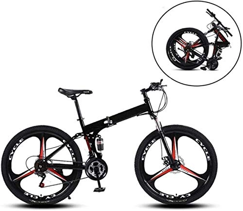 Zusammenklappbare Mountainbike : Ceiling Pendant Adult-bcycles BMX Mountain Bikes, Klapp High Carbon Stahlrahmen 26 Zoll mit Variabler Geschwindigkeit Doppelstodmpfung DREI Schneidrder Klapprad (Color : Black, Size : 27 Speed)