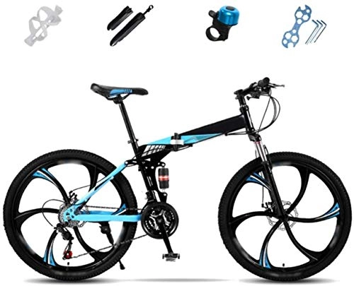 Zusammenklappbare Mountainbike : Ceiling Pendant Adult-bcycles Fahrrder Fahrrad-Folding, 27-Gang-Doppelscheibenbremse Fully Fahrrad, Off-Road Variable Speed Bikes mit Doppelscheibenbremse (Color : Blue, Size : 24'')