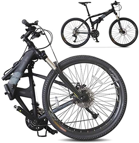 Zusammenklappbare Mountainbike : Ceiling Pendant Adult-bcycles Off-Road-Bikes Fahrrad, 26-Zoll-Folding Dmpfende Fahrrad, Faltbarer Pendler Fahrrad - 27 Gang Getriebe - Doppelscheibenbremse (Color : Black)