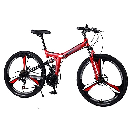 Zusammenklappbare Mountainbike : COUYY Faltendes Fahrrad Mountainbike 24 und 26 Zoll hohe Kohlenstoffstahl Doppelscheibenbremse Erwachsene Übung Mountainbike, Rot, 24 inch27speed