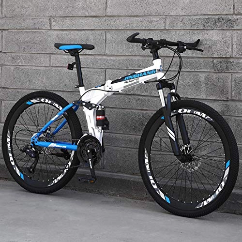 Zusammenklappbare Mountainbike : CPY-EX Folding Mountain Bike 21 / 24 / 27 Geschwindigkeit Fahrrad Full Suspension MTB Faltbarer Rahmen 26" Speichen Hub, A, 21