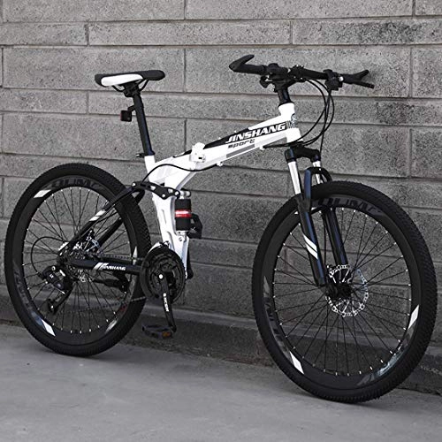 Zusammenklappbare Mountainbike : CPY-EX Folding Mountain Bike 21 / 24 / 27 Geschwindigkeit Fahrrad Full Suspension MTB Faltbarer Rahmen 26" Speichen Hub, D, 21