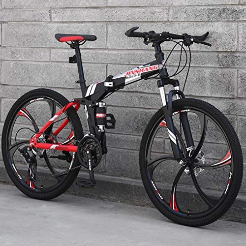 Zusammenklappbare Mountainbike : CPY-EX Mountainbike, Folding Mountain Bike 21 / 24 / 27 Geschwindigkeit Fahrrad Full Suspension MTB Faltbarer Rahmen 26" 3 / 6 / 10 Spoke Wheels, A2, 21