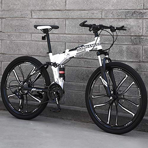 Zusammenklappbare Mountainbike : CPY-EX Mountainbike, Folding Mountain Bike 21 / 24 / 27 Geschwindigkeit Fahrrad Full Suspension MTB Faltbarer Rahmen 26" 3 / 6 / 10 Spoke Wheels, C3, 21