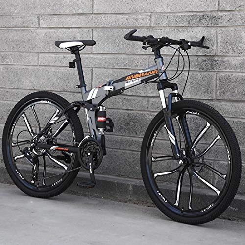 Zusammenklappbare Mountainbike : CPY-EX Mountainbike, Folding Mountain Bike 21 / 24 / 27 Geschwindigkeit Fahrrad Full Suspension MTB Faltbarer Rahmen 26" 3 / 6 / 10 Spoke Wheels, D3, 21