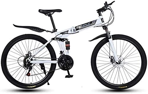 Zusammenklappbare Mountainbike : FanYu Mountainbike für Erwachsene Leichte Aluminium Vollfederung Rahmen Federgabel Scheibenbremse Weiß A.