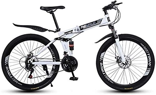 Zusammenklappbare Mountainbike : FanYu Mountainbike für Erwachsene Leichte Aluminium Vollfederung Rahmen Federgabel Scheibenbremse Weiß B.