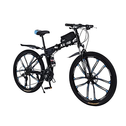 Zusammenklappbare Mountainbike : Fit 27 Speed Mountainbike Hochwertiges Metall Damenfahrrad Für Damen und Herren Vollgefedert Rahmen mit Fahrradtasche
