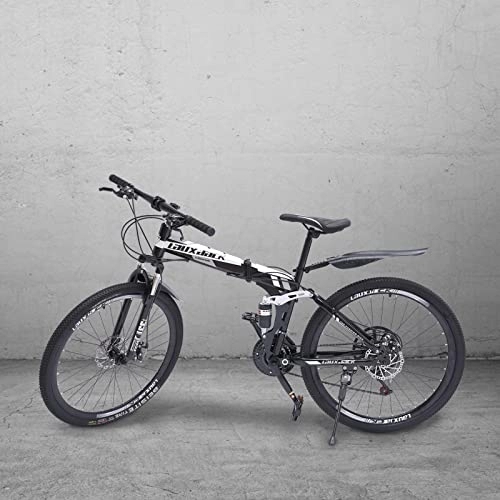 Zusammenklappbare Mountainbike : Hanmorfarbi 26-Zoll Mountainbike-21-Gang Faltrad, verstellbares 26-Zoll Fahrrad mit vorderen und hinteren Schutzblechen, faltbares Mountainbike für Erwachsene, Vorderradfederung, hinterer Stoßdämpfer