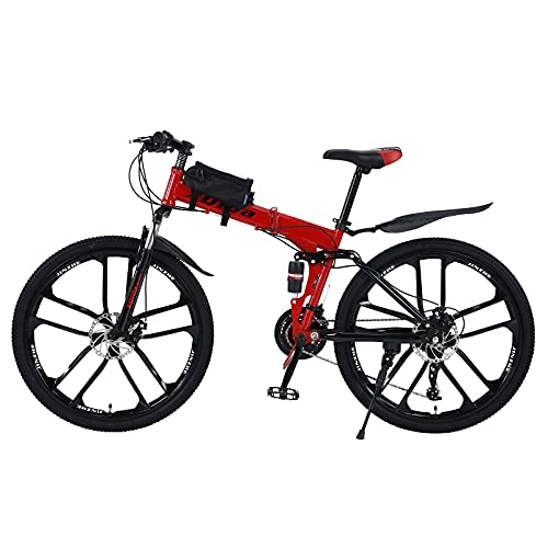 Zusammenklappbare Mountainbike : Hohe Qualität Mountainbike 26 Zoll Kohlenstoffstahl Damenfahrrad Für Damen und Herren Vollgefedert Rahmen mit Fahrradtasche
