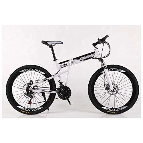 Zusammenklappbare Mountainbike : JF-Xuan-Fahrrad Outdoor-Sport Folding Mountain Bike 2130 Beschleunigt Fahrrad-Gabel Suspension MTB faltbarer Rahmen 26" Räder mit Doppelscheibenbremsen (Color : White, Size : 24 Speed)