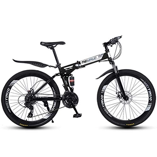 Zusammenklappbare Mountainbike : JIAWYJ YANGHAO-Mountainbike für Erwachsene- 26-Zoll-27-Gang-Mountainbike für Erwachsene, leichte volle Federungsrahmen, Federgabel, Scheibenbremse DGZZXCSD-1 (Color : Black)