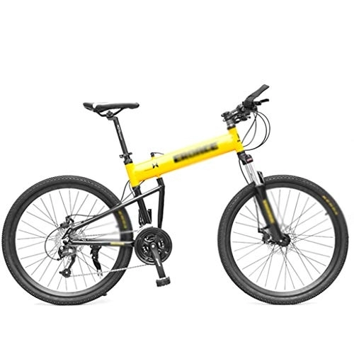 Zusammenklappbare Mountainbike : Jixi Klapprad Mountainbike Off-Road-Fahrrad 24 Zoll-Aluminiumlegierung-Fahrrad-27 mit Variabler Geschwindigkeit Fahrraddoppelscheibenbremse Faltrad (Color : Yellow, Größe : 24in-27 Speed)