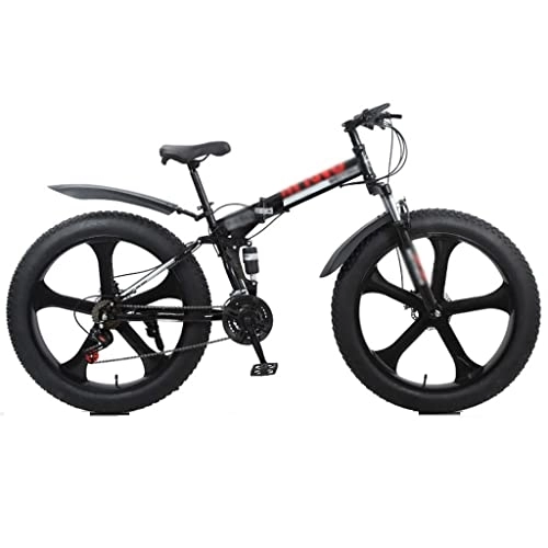 Zusammenklappbare Mountainbike : KDHX Mountainbike 26 Zoll 27-Gang-Stahlrahmen 26 * 4, 0 Fettreifen Mehrfarbige Vorderradaufhängung und Scheibenbremse Jugend-Erwachsenen-Hardtail-Fahrrad (Color : Red)