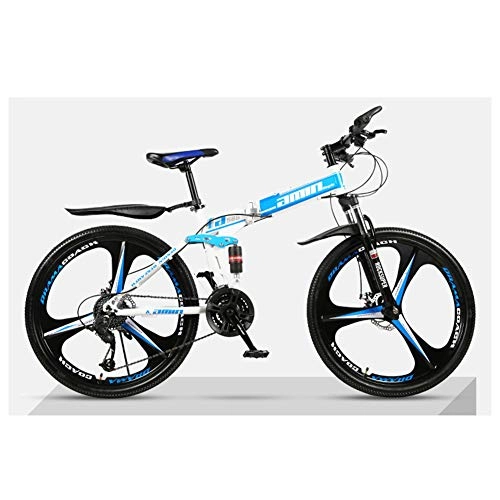 Zusammenklappbare Mountainbike : KXDLR Mountainbike 30 Beschleunigt Mountainbike 26' Reifen High-Carbon Stahlrahmen Federgabel Mit Lockout Fahrrad Mechanische Doppelscheibenbremse, Blau