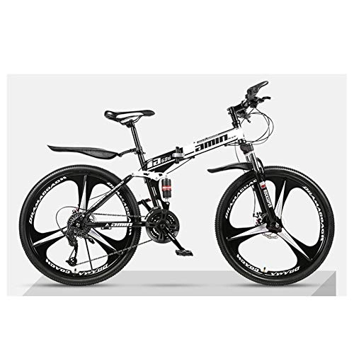 Zusammenklappbare Mountainbike : KXDLR Mountainbikes Fahrräder 21 Geschwindigkeiten Leichtes Aluminium Rahmen Scheibenbremse Faltrad, Weiß