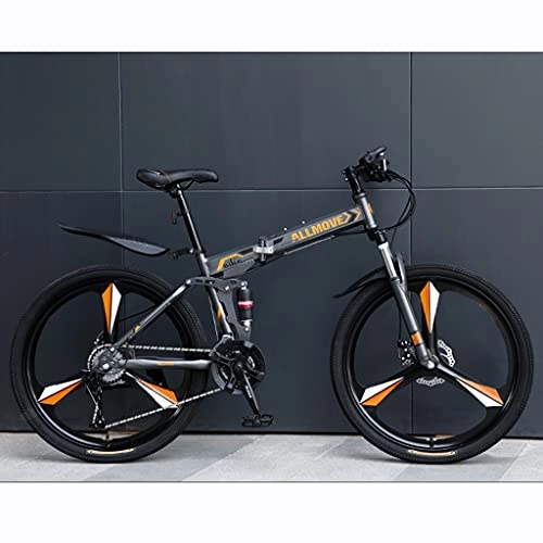 Zusammenklappbare Mountainbike : LHQ-HQ 26 Zoll Faltbares Mountainbike Für Erwachsene, 21-Gang-MTB-Faltrad Für Männer Und Frauen, Dual-Suspension, High-Carbon-Stahlrahmen, Dual-Scheibenbremse, A