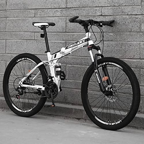 Zusammenklappbare Mountainbike : LHQ-HQ 26 Zoll Faltbares Mountainbike Für Erwachsene, 21-Gang-MTB-Klapprad, Dual-Suspension, High-Carbon-Stahlrahmen, Dual-Scheibenbremse, D