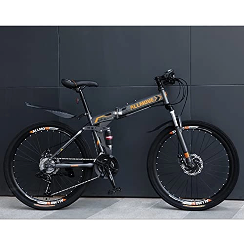 Zusammenklappbare Mountainbike : LHQ-HQ 26 Zoll Faltbares Mountainbike Für Erwachsene, 24-Gang-Profi-MTB-Faltrad, Dual-Suspension, High-Carbon-Stahlrahmen, Dual-Scheibenbremse, D