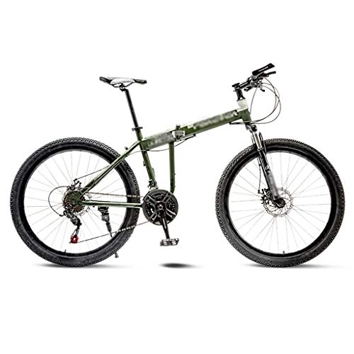 Zusammenklappbare Mountainbike : LILIS Mountainbike Folding Mountain Fahrrad Rennrad Männer MTB 21 Speed ​​Bikes Räder for Erwachsene Frauen (Color : Green, Size : 26in)
