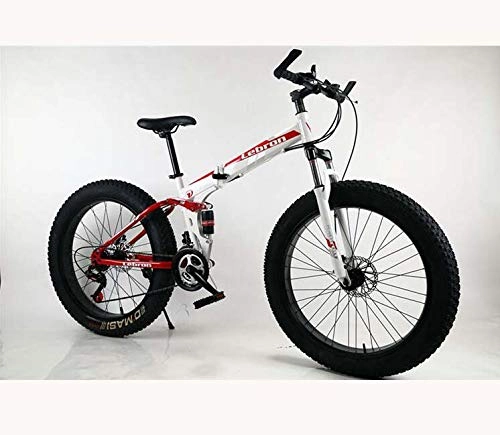 Zusammenklappbare Mountainbike : LJLYL Faltbares Fat Tire Mountainbike-Fahrrad für Erwachsene Männer Frauen, Leichter Rahmen aus Kohlenstoffstahl und Doppelscheibenbremse, A, 24 inch 21 Speed
