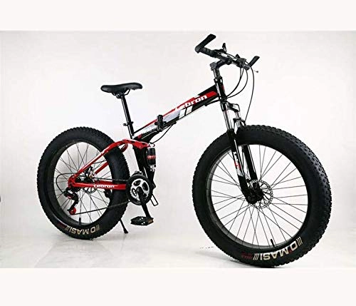 Zusammenklappbare Mountainbike : LJLYL Faltbares Fat Tire Mountainbike-Fahrrad für Erwachsene Männer Frauen, Leichter Rahmen aus Kohlenstoffstahl und Doppelscheibenbremse, B, 24 inch 21 Speed