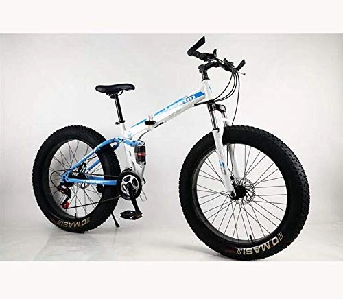 Zusammenklappbare Mountainbike : LJLYL Faltbares Fat Tire Mountainbike-Fahrrad für Erwachsene Männer Frauen, Leichter Rahmen aus Kohlenstoffstahl und Doppelscheibenbremse, C, 24 inch 21 Speed