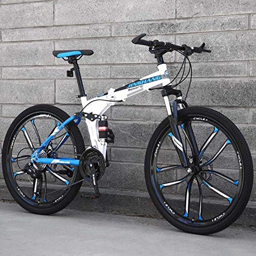 Zusammenklappbare Mountainbike : LJLYL Faltrad Mountainbike-Fahrrad für Erwachsene, Vollfederung Faltbares MBT-Fahrrad, Fahrradrahmen mit hohem Kohlenstoffgehalt, Stahlscheibenbremse, D, 24 inch 27 Speed