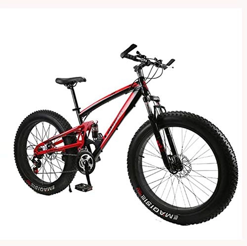 Zusammenklappbare Mountainbike : LJLYL Fat Tire Mountainbike Fahrrad für Männer Frauen, mit Vollfederung MBT Bikes Leichter Rahmen aus Kohlenstoffstahl und Doppelscheibenbremse, B, 24 inch 24 Speed