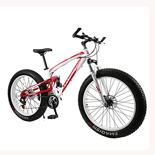 Zusammenklappbare Mountainbike : LJLYL Fat Tire Mountainbike Fahrrad für Männer Frauen, mit Vollfederung MBT Bikes Leichter Rahmen aus Kohlenstoffstahl und Doppelscheibenbremse, C, 24 inch 21 Speed