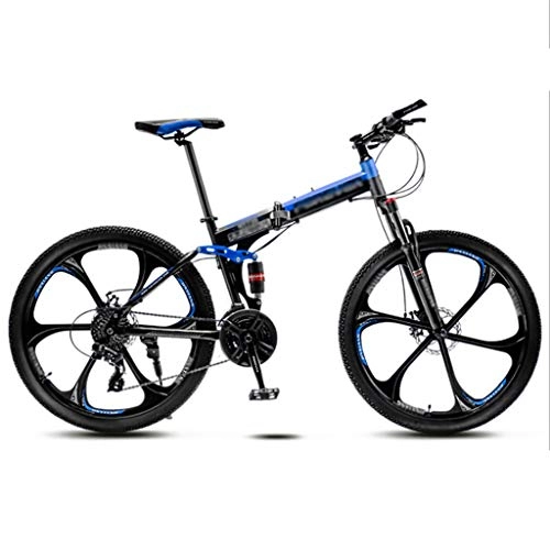 Zusammenklappbare Mountainbike : LWZ Vollgefedertes Mountainbike 26-Zoll-Faltrad Stoßdämpfer-Doppelscheibenbremse MTB-Bikes Rennräder mit hohem Kohlenstoffstahl-Mountainbike