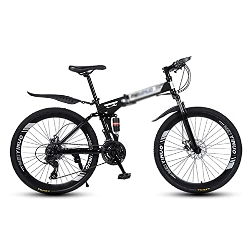 Zusammenklappbare Mountainbike : LZZB 26 in Mountainbike 21 Speed ​​Fahrrad Herren oder Damen MTB Carbon Stahlrahmen mit Doppelscheibenbremse und Federgabel (Größe: 27 Speed, Farbe: Gelb) / Schwarz / 24 Speed