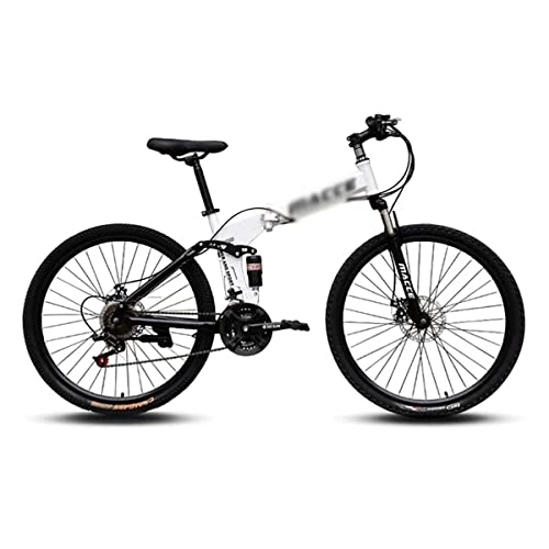 Zusammenklappbare Mountainbike : LZZB Mountainbike für Erwachsene 21 / 24 / 27 Geschwindigkeiten 26-Zoll-Räder Carbonstahlrahmen mit Scheibenbremsen und abschließbarem Stoßdämpfer Vordergabel (Größe: 27-Gang, Farbe: Gelb) / Weiß / 21-Ga