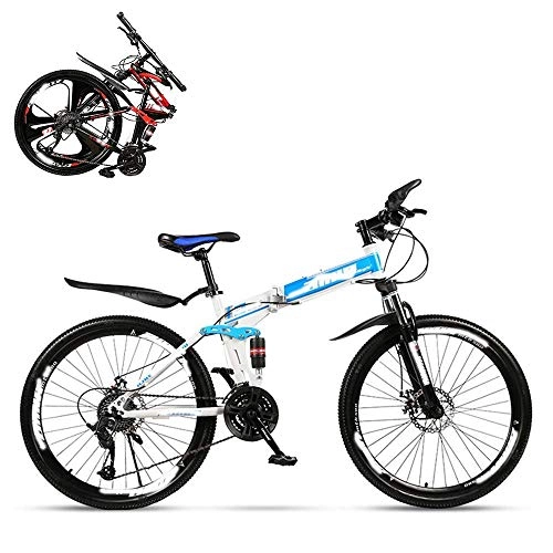 Zusammenklappbare Mountainbike : N&I Folding Mountain Bike Adult 24 Inch Double Shock Absorption Off-Road Variable Speed Racing Car Fast Bike for Men and Women 21 / 24 / 27 / 30 Speed Spoke Terms