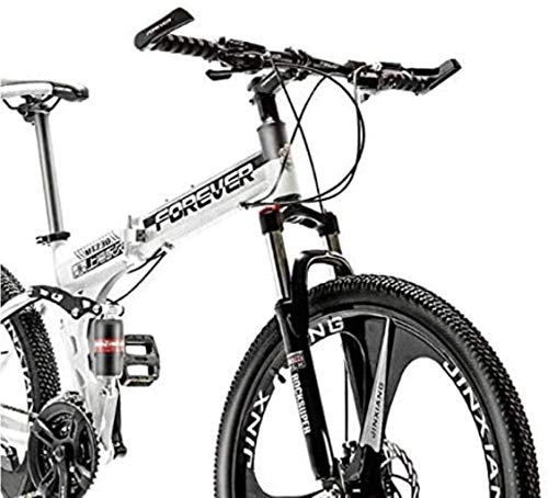 Zusammenklappbare Mountainbike : NENGGE Berg Fahrrad, 26" Folding Mountain Bike 21 / 24 / 27 / 30 Speed ​​City-Fahrrad-Aluminium-Legierung Rad-Doppelaufhebung Stoßdämpfung 6-6, 27 Geschwindigkeit (Color : White)