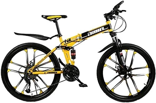 Zusammenklappbare Mountainbike : NENGGE Folding Mountain Fahrrad, 24-Zoll-30-Geschwindigkeit leichte Mini-Faltrad Offroad-Mountainbike, Kleiner tragbarer Fahrrad Student Mountainbike (Color : Yellow)