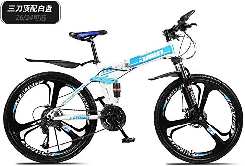 Zusammenklappbare Mountainbike : NENGGE MTB Fahrrad, Folding Berg Langlauf- Fahrrad, 21-Gang höchste Konfiguration Fahrrad, Erwachsene Kinder Fahrrad (Color : Blue, Size : 24'' Multi-Spoke Wheel)