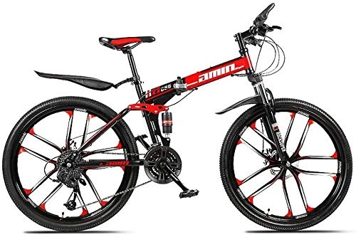 Zusammenklappbare Mountainbike : NENGGE MTB Fahrrad, Folding Berg Langlauf- Fahrrad, 21-Gang höchste Konfiguration Fahrrad, Erwachsene Kinder Fahrrad (Color : Red, Size : 24'' 3-Spoke Wheel)