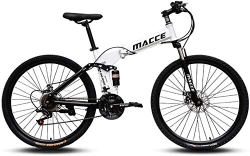 Zusammenklappbare Mountainbike : NENGGE MTB Fahrrad, Land Mountainbike 24 / 26 Zoll Leichtmetallklapp Stadtrad, Erwachsener Mountainbike mit Doppelscheibenbremsen (Color : White, Size : 3-Spoke Wheel 26 inch)