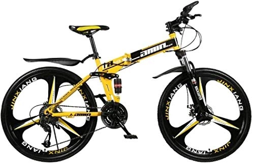 Zusammenklappbare Mountainbike : NENGGE Ultra-Adult-Licht-Fahrrad Folding, Erwachsener Falten Stadtrad, 26-Zoll-21-Gang-Rad Berg Langlauf- Fahrrad, High-Carbon-Stahl-Klapp Langlauf- Fahrrad (Color : Yellow)