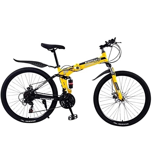 Zusammenklappbare Mountainbike : QCLU 24-Zoll- faltendes Mountainbike, leichte Mini-Faltrad-Fahrrad-Erwachsener-Studenten- Fahrrad kleines tragbares Fahrrad (Color : Yellow)