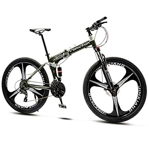 Zusammenklappbare Mountainbike : QMMD Faltbare MTB, 26 Zoll 4 Farben Mountainbike, Rahmen aus Kohlenstoffstahl Fahrrad mit Scheibenbremsen, Erwachsenen Mountainbike mit Vollfederung, Cyan 3 Spoke, 30 Speed