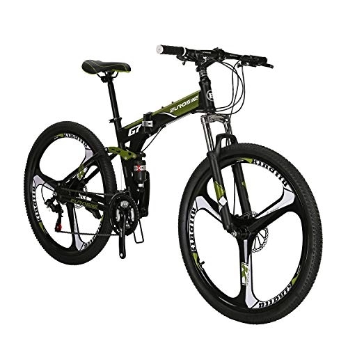 Zusammenklappbare Mountainbike : QQW Klapper Mountainbike Für Erwachsene Vollaufhängungsfahrrad Faltbare Fahrräder Für Herren / 3-Spoke Green