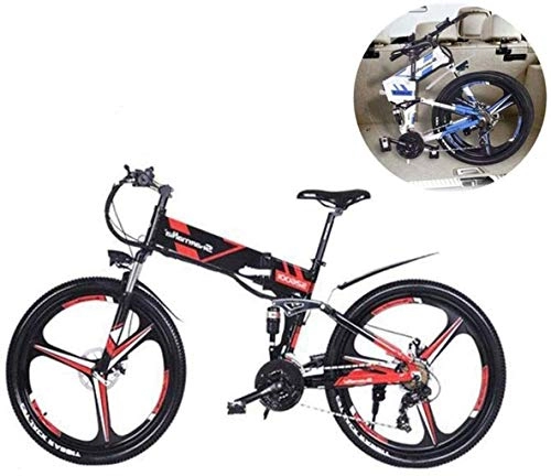 Zusammenklappbare Mountainbike : QZ 26 Zoll Electric Mountain Bikes, Aluminiumlegierung Erwachsener Folding Mountain Elektro-Fahrrad-Roller-Geschwindigkeit 35 / Stunde 48V10.4A Lithium-Batterie (Color : B)