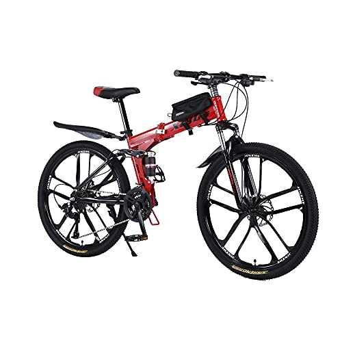 Zusammenklappbare Mountainbike : Robust 27 Speed Mountainbike Hochwertiges Metall 26 Zoll Fahrrad Herren Herrenrad Vollgefedert Rahmen mit Fahrradtasche