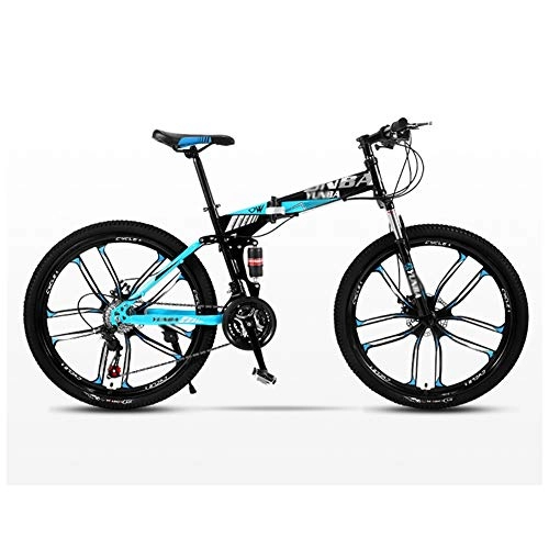 Zusammenklappbare Mountainbike : SOAR 26 Zoll Mountainbike Folding Mountain Fahrrad Rennrad Männer MTB 24 Speed ​​Bikes Räder for Erwachsene Frauen (Color : Blue, Size : 24in)